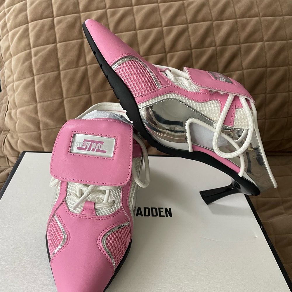 Steve Madden Pink and White Heels